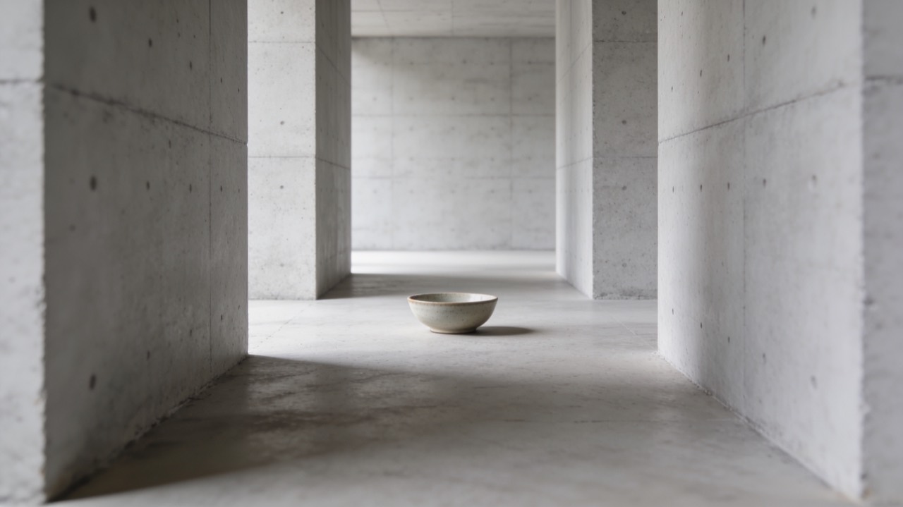 A bowl in a concrete gallery